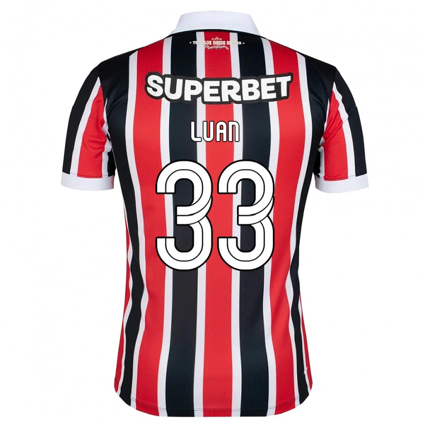 Danxen Niño Camiseta Luan Vinicius Da Silva Santos #33 Rojo Blanco Negro 2ª Equipación 2026/27 La Camisa México
