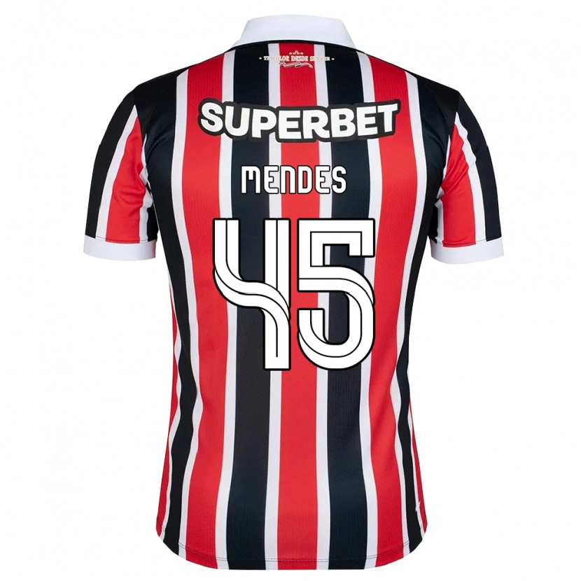 Danxen Niño Camiseta Nathan Mendes #45 Rojo Blanco Negro 2ª Equipación 2026/27 La Camisa México
