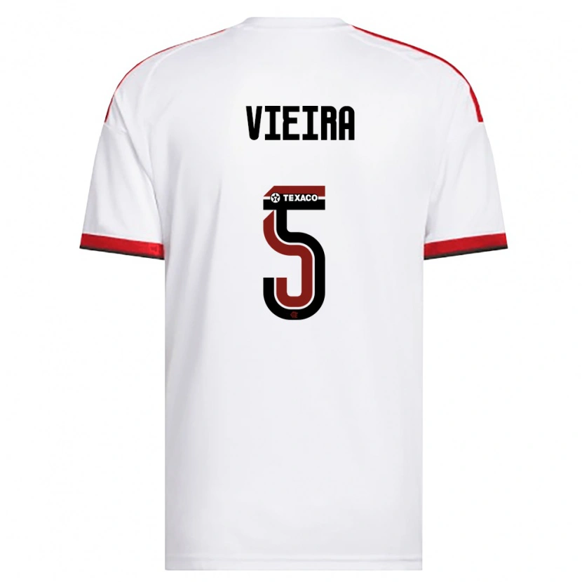 Danxen Niño Camiseta Lucas Vieira #5 Blanco Rojo Negro 2ª Equipación 2026/27 La Camisa México