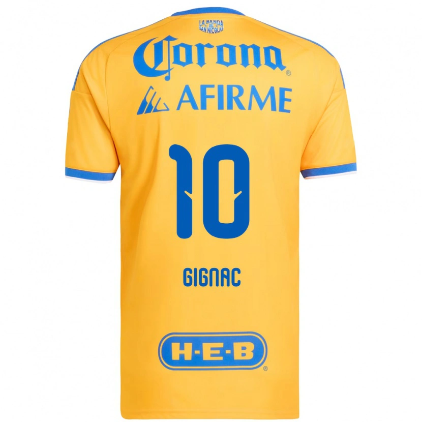 Danxen Hombre Camiseta Andre-Pierre Gignac #10 Amarillo Azul 1ª Equipación 2026/27 La Camisa México