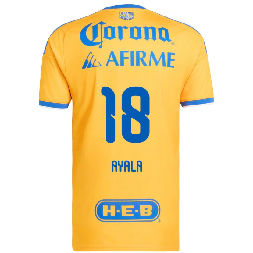 Danxen Hombre Camiseta David Ayala #18 Amarillo Azul 1ª Equipación 2026/27 La Camisa México