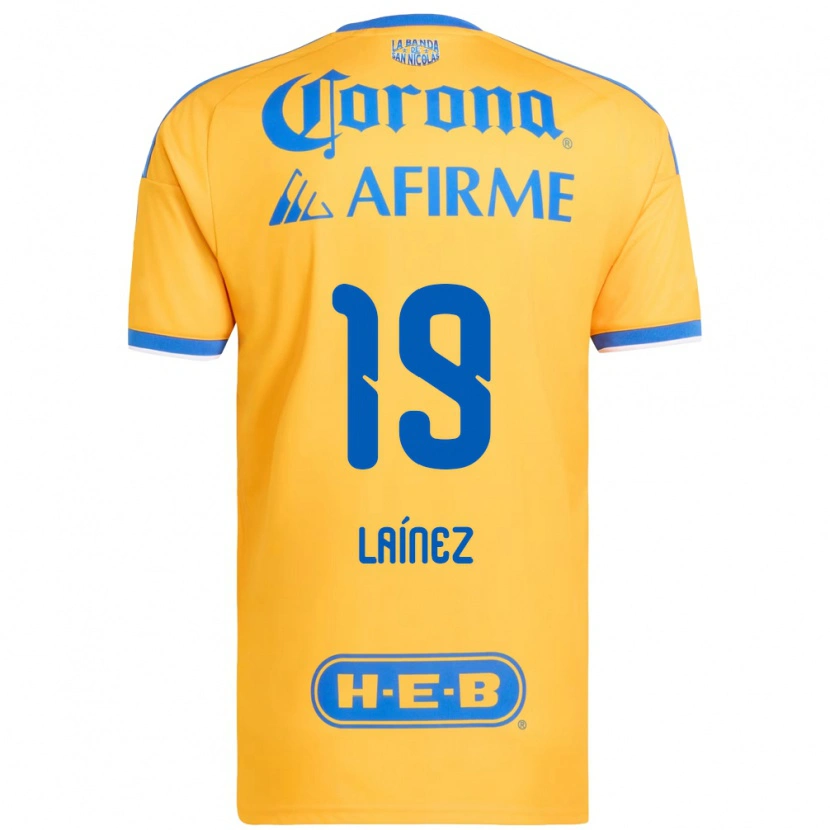 Danxen Hombre Camiseta Mauro Laínez #19 Amarillo Azul 1ª Equipación 2026/27 La Camisa México