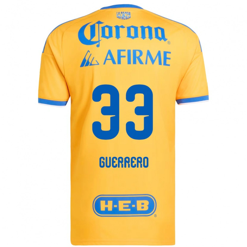 Danxen Hombre Camiseta Rafael Guerrero #33 Amarillo Azul 1ª Equipación 2026/27 La Camisa México