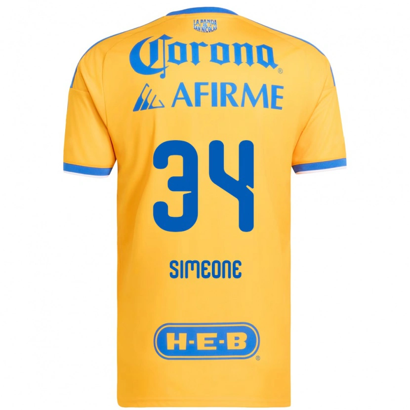 Danxen Hombre Camiseta Henrique Simeone #34 Amarillo Azul 1ª Equipación 2026/27 La Camisa México
