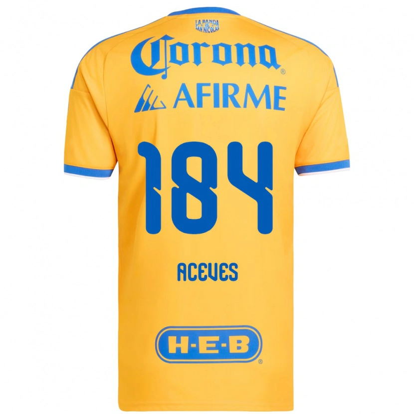 Danxen Hombre Camiseta Israel Aceves #184 Amarillo Azul 1ª Equipación 2026/27 La Camisa México