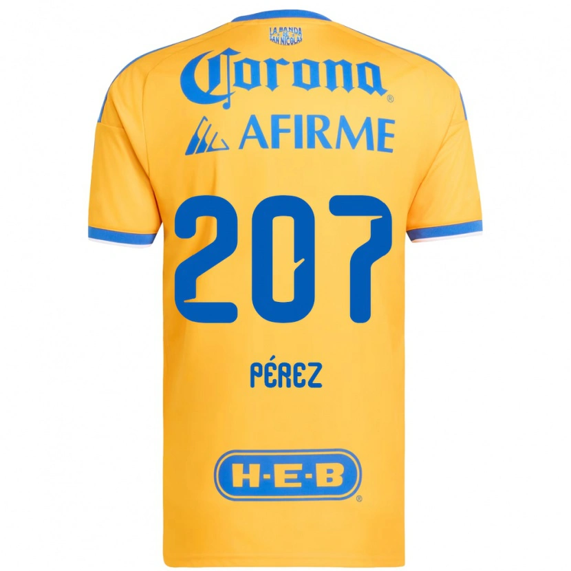 Danxen Hombre Camiseta Samuel Pérez #207 Amarillo Azul 1ª Equipación 2026/27 La Camisa México
