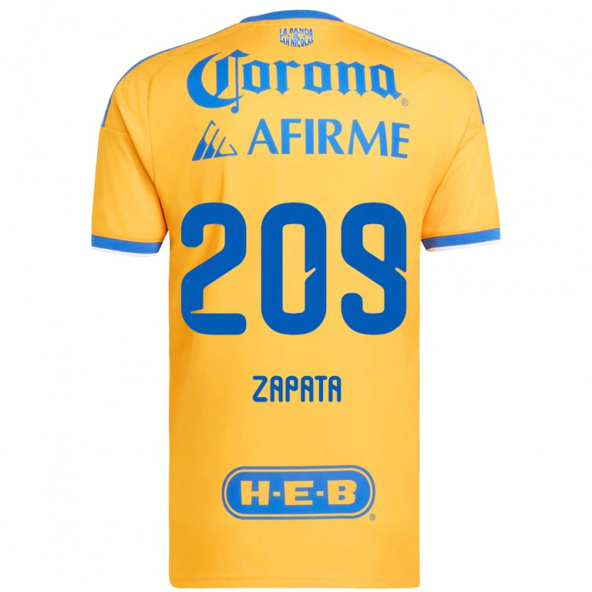 Danxen Hombre Camiseta Jorge Zapata #209 Amarillo Azul 1ª Equipación 2026/27 La Camisa México