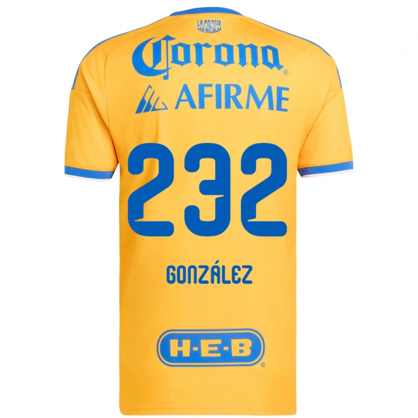 Danxen Hombre Camiseta César González #232 Amarillo Azul 1ª Equipación 2026/27 La Camisa México