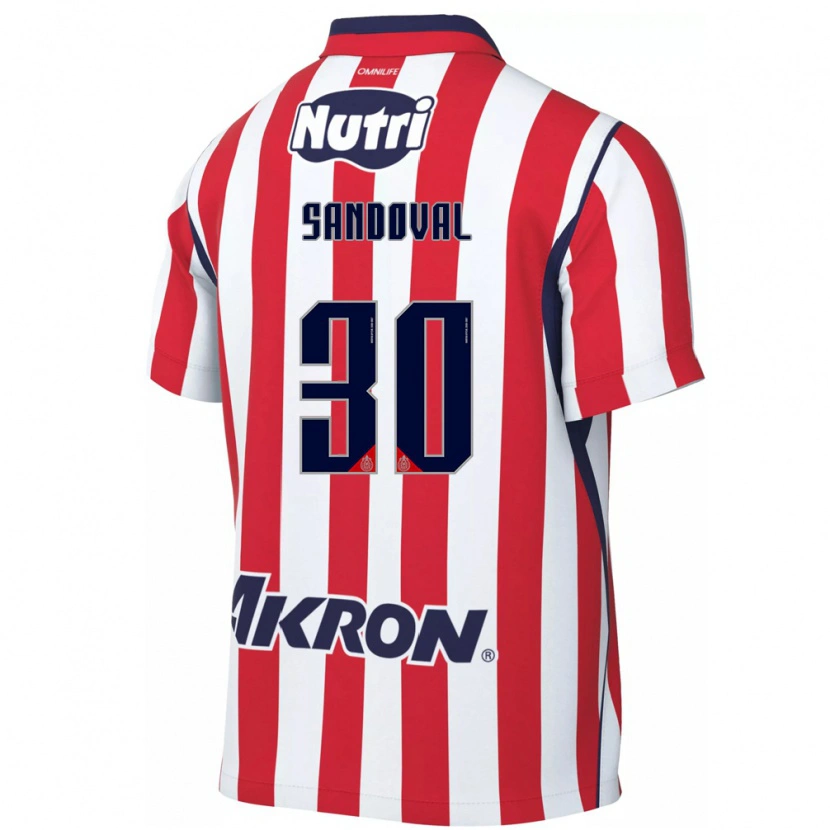 Danxen Hombre Camiseta Santiago Sandoval #30 Rojo Blanco 1ª Equipación 2026/27 La Camisa México