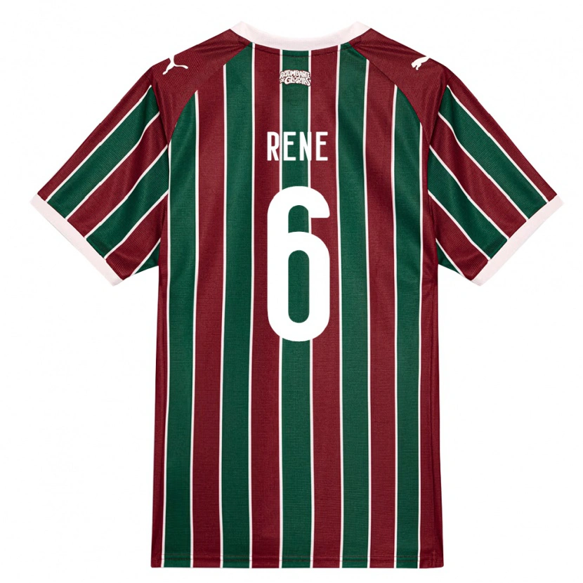 Danxen Hombre Camiseta Renê Rodrigues Martins #6 Verde Borgoña Blanco 1ª Equipación 2026/27 La Camisa México
