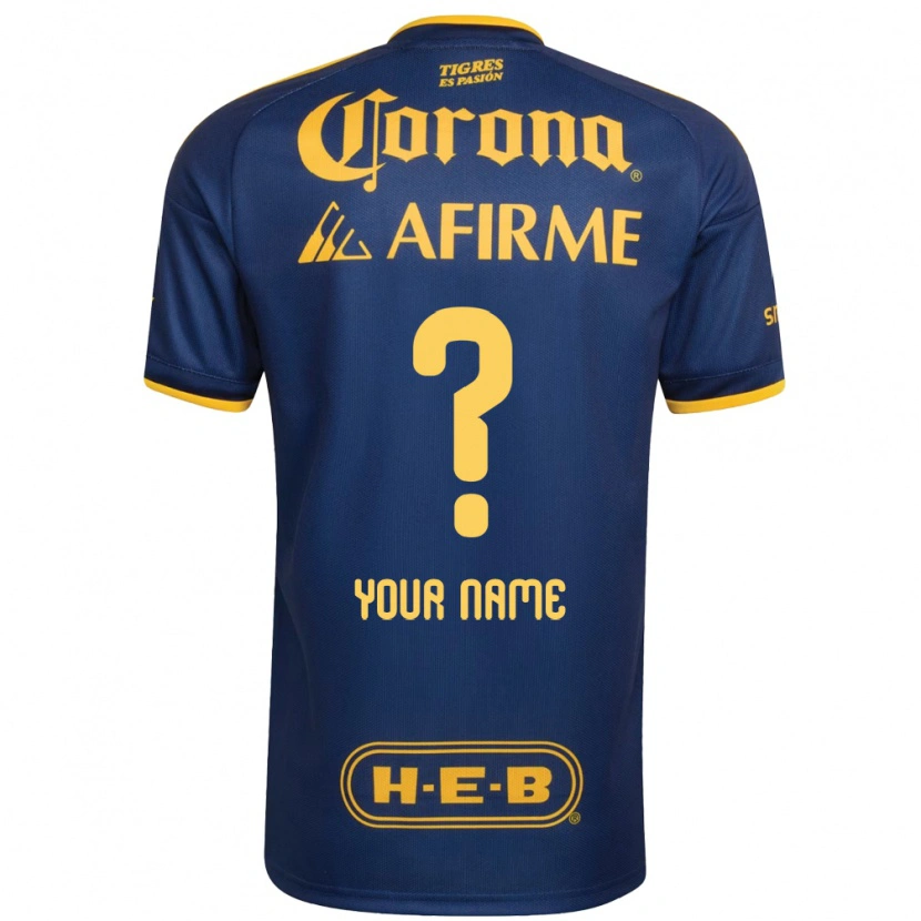 Danxen Hombre Camiseta Su Nombre #0 Azul Real Amarillo 2ª Equipación 2026/27 La Camisa México