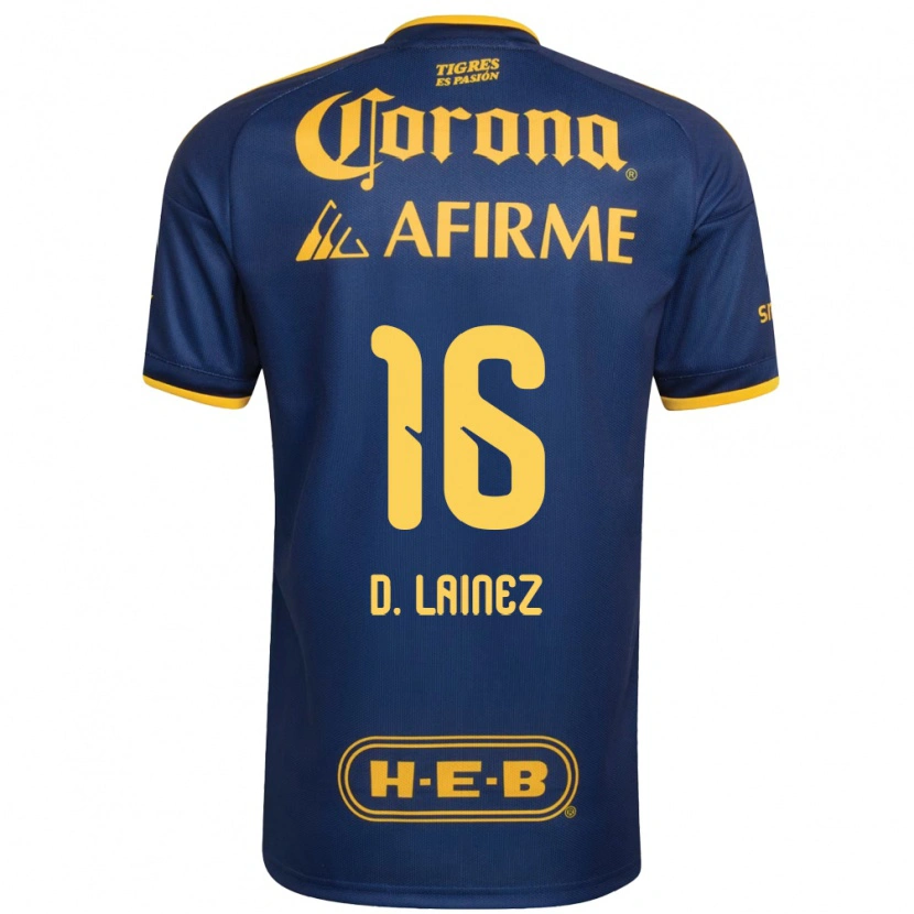 Danxen Hombre Camiseta Diego Lainez #16 Azul Real Amarillo 2ª Equipación 2026/27 La Camisa México