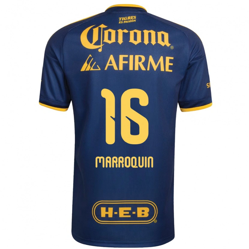 Danxen Hombre Camiseta Ammanda Marroquin #16 Azul Real Amarillo 2ª Equipación 2026/27 La Camisa México