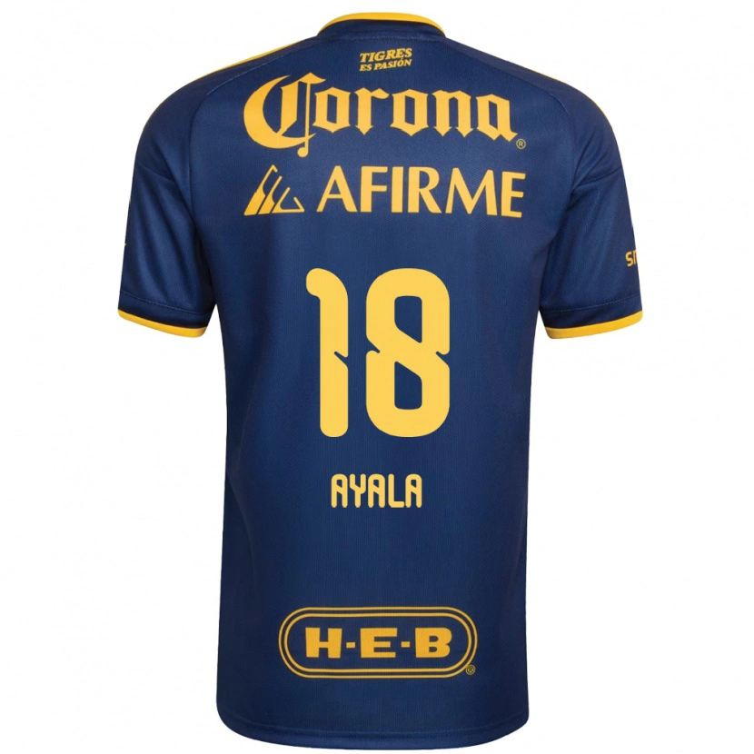 Danxen Hombre Camiseta David Ayala #18 Azul Real Amarillo 2ª Equipación 2026/27 La Camisa México