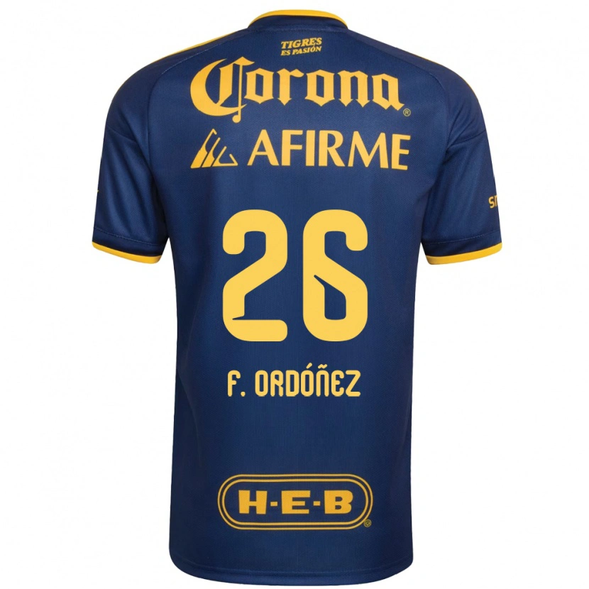 Danxen Hombre Camiseta Fernando Ordóñez #26 Azul Real Amarillo 2ª Equipación 2026/27 La Camisa México