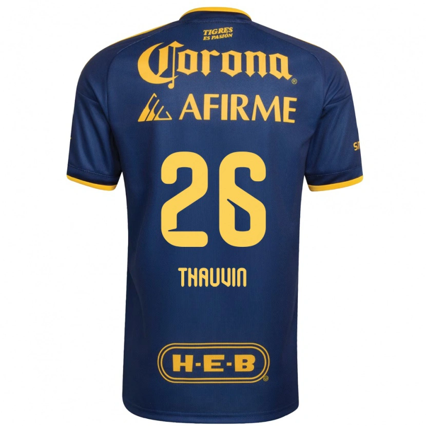Danxen Hombre Camiseta Florian Thauvin #26 Azul Real Amarillo 2ª Equipación 2026/27 La Camisa México