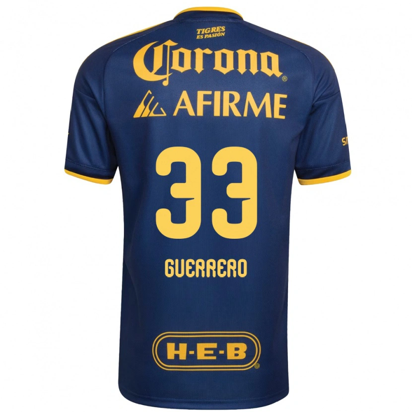 Danxen Hombre Camiseta Rafael Guerrero #33 Azul Real Amarillo 2ª Equipación 2026/27 La Camisa México