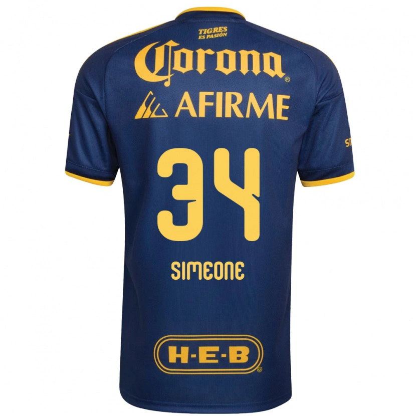 Danxen Hombre Camiseta Henrique Simeone #34 Azul Real Amarillo 2ª Equipación 2026/27 La Camisa México