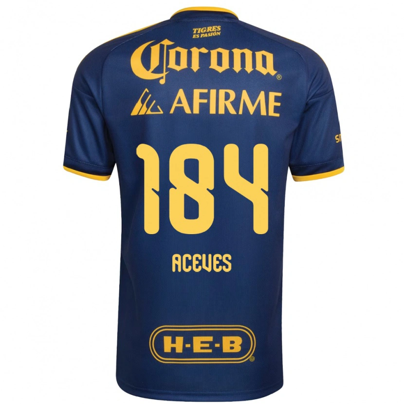 Danxen Hombre Camiseta Israel Aceves #184 Azul Real Amarillo 2ª Equipación 2026/27 La Camisa México