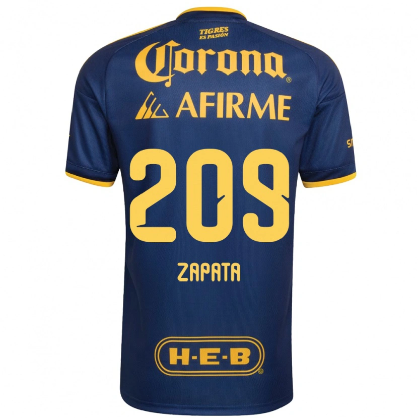 Danxen Hombre Camiseta Jorge Zapata #209 Azul Real Amarillo 2ª Equipación 2026/27 La Camisa México
