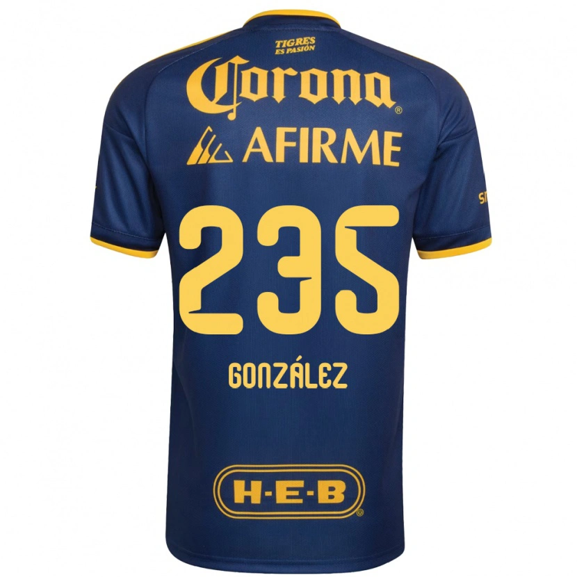 Danxen Hombre Camiseta Mauricio González #235 Azul Real Amarillo 2ª Equipación 2026/27 La Camisa México