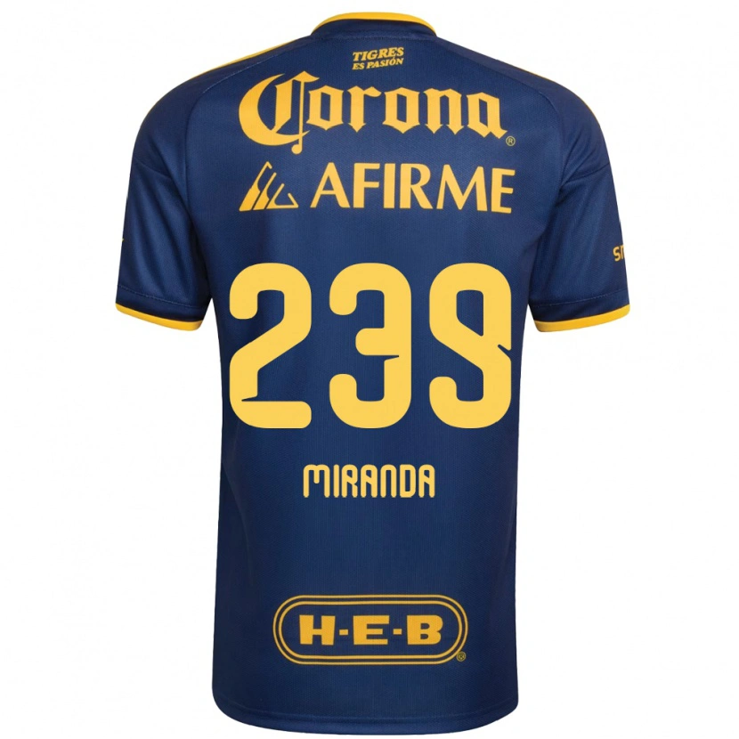 Danxen Hombre Camiseta Jesús Miranda #239 Azul Real Amarillo 2ª Equipación 2026/27 La Camisa México