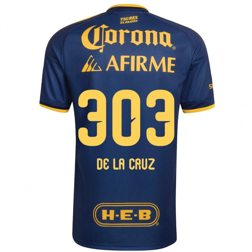 Danxen Hombre Camiseta Erick De La Cruz #303 Azul Real Amarillo 2ª Equipación 2026/27 La Camisa México