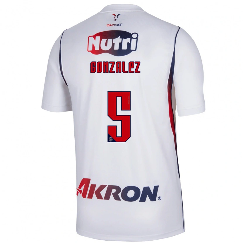 Danxen Hombre Camiseta Bryan González #5 Blanco Azul Marino Rojo 2ª Equipación 2026/27 La Camisa México