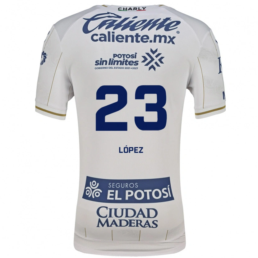 Danxen Hombre Camiseta César López #23 Blanco Azul 2ª Equipación 2026/27 La Camisa México