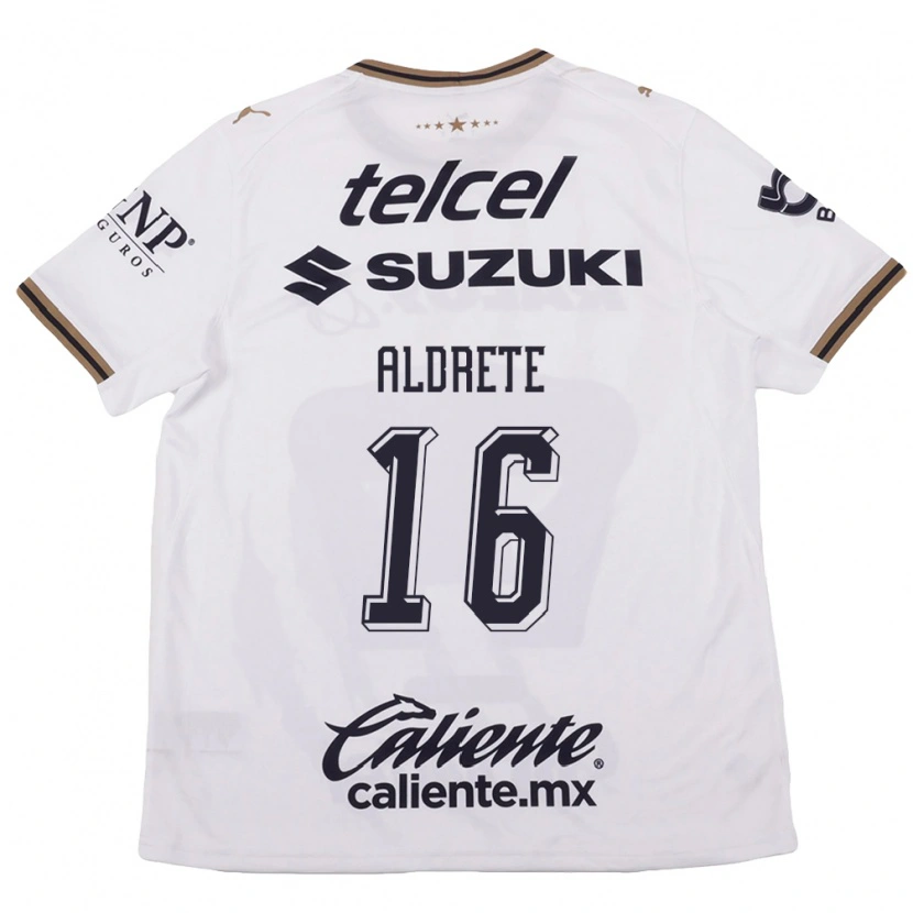 Danxen Hombre Camiseta Adrian Aldrete #16 Blanco Negro Marrón 2ª Equipación 2026/27 La Camisa México