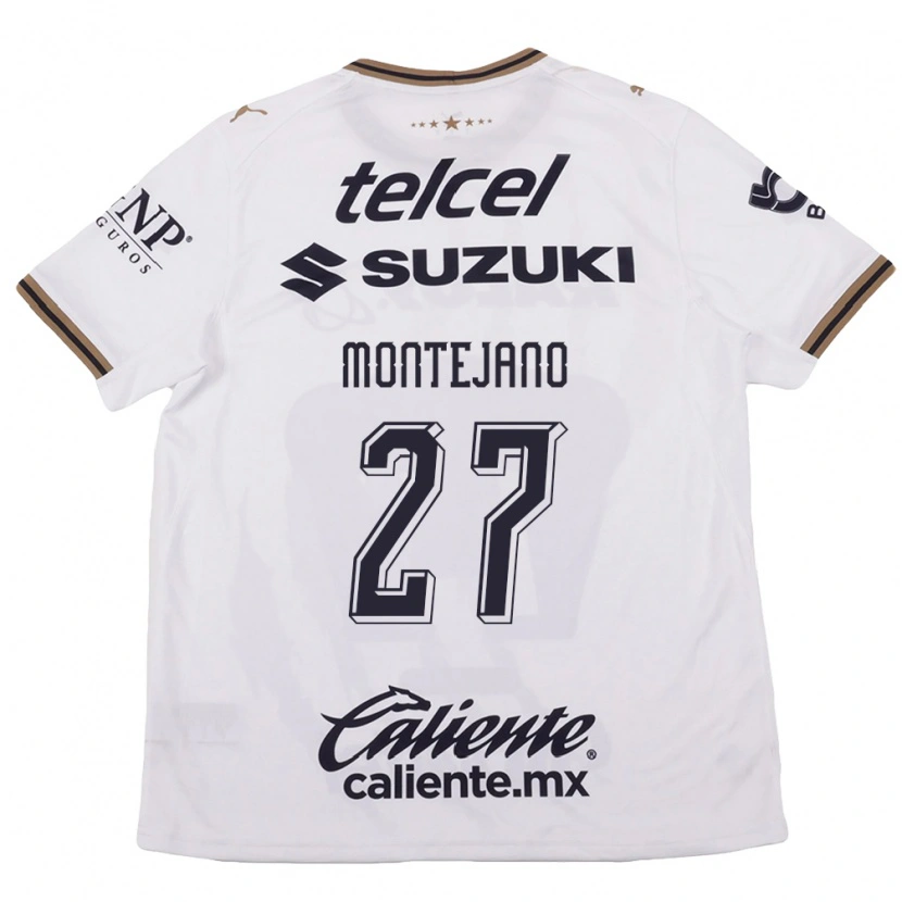 Danxen Hombre Camiseta Emanuel Montejano #27 Blanco Negro Marrón 2ª Equipación 2026/27 La Camisa México