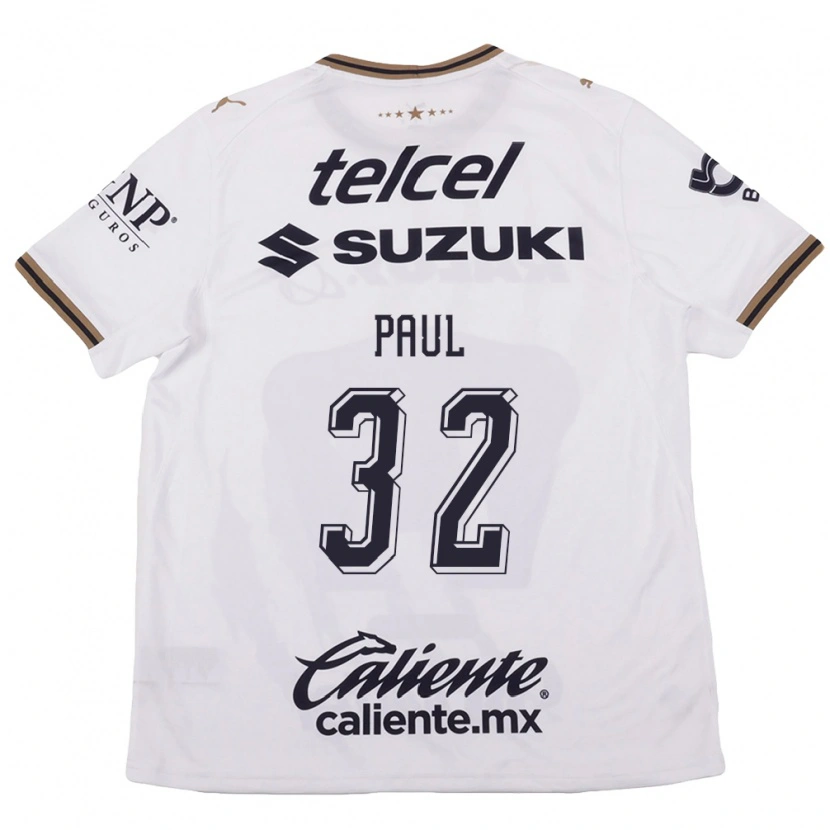 Danxen Hombre Camiseta Miguel Paul #32 Blanco Negro Marrón 2ª Equipación 2026/27 La Camisa México