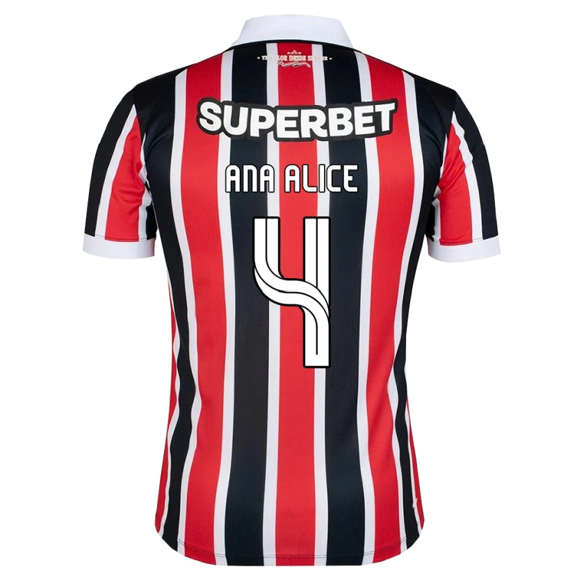 Danxen Hombre Camiseta Ana Alice Luciano Da Silva #4 Rojo Blanco Negro 2ª Equipación 2026/27 La Camisa México