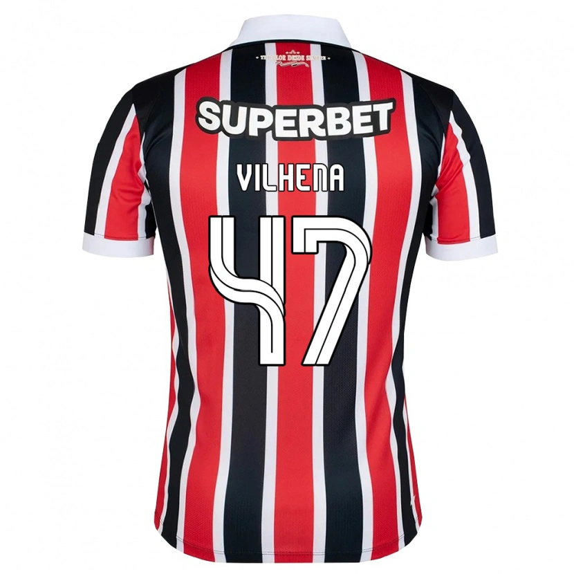 Danxen Hombre Camiseta Pedro Vilhena #47 Rojo Blanco Negro 2ª Equipación 2026/27 La Camisa México
