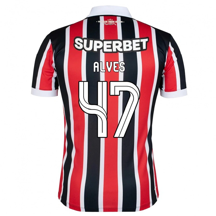 Danxen Hombre Camiseta Matheus Alves #47 Rojo Blanco Negro 2ª Equipación 2026/27 La Camisa México