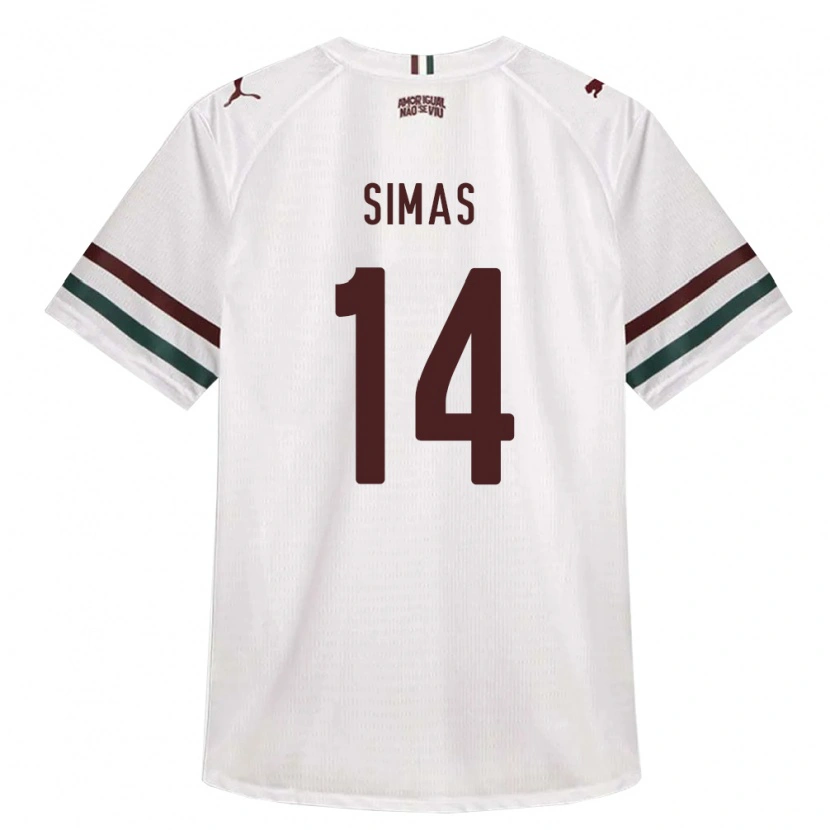 Danxen Hombre Camiseta Léo Simas #14 Blanco Verde Borgoña 2ª Equipación 2026/27 La Camisa México