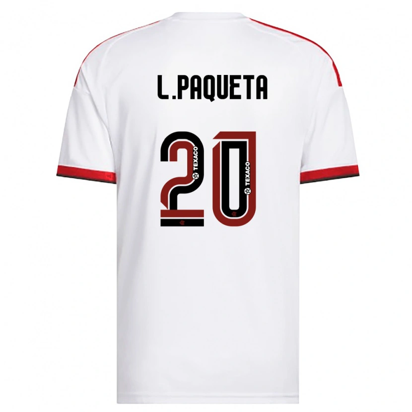 Danxen Hombre Camiseta Lucas Paquetá #20 Blanco Rojo Negro 2ª Equipación 2026/27 La Camisa México