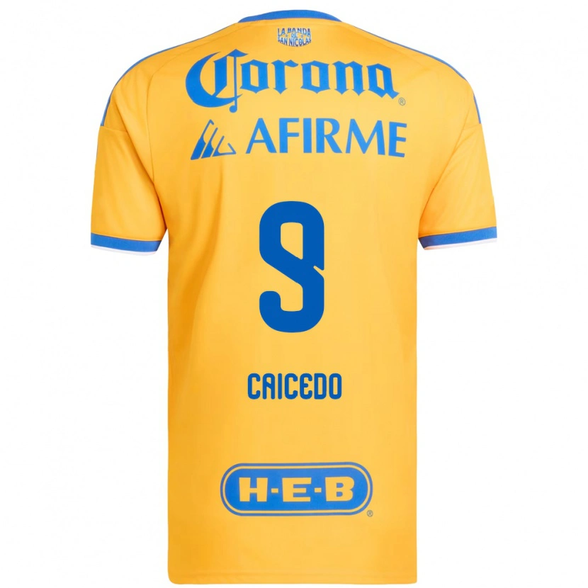 Danxen Mujer Camiseta Jordy Caicedo #9 Amarillo Azul 1ª Equipación 2026/27 La Camisa México