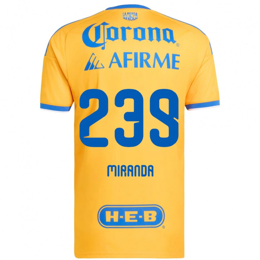 Danxen Mujer Camiseta Jesús Miranda #239 Amarillo Azul 1ª Equipación 2026/27 La Camisa México