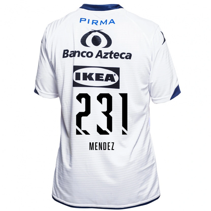 Danxen Mujer Camiseta Alejandro Méndez #231 Blanco Negro Azul 1ª Equipación 2026/27 La Camisa México