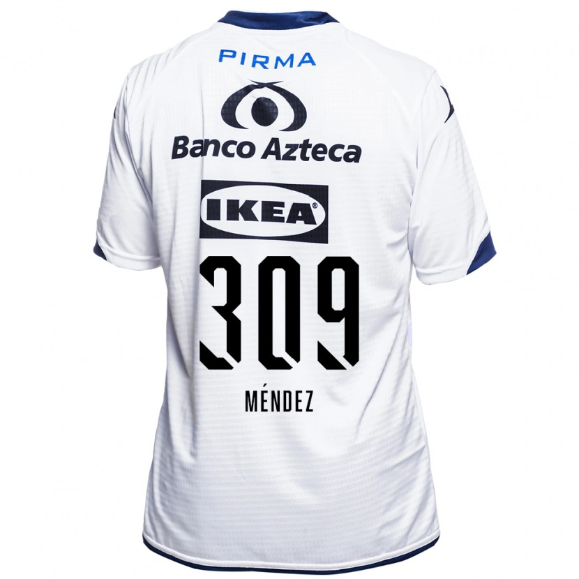 Danxen Mujer Camiseta Kevin Méndez #309 Blanco Negro Azul 1ª Equipación 2026/27 La Camisa México