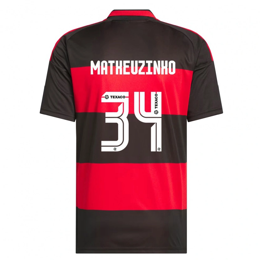 Danxen Mujer Camiseta Matheuzinho #34 Rojo Negro Blanco 1ª Equipación 2026/27 La Camisa México