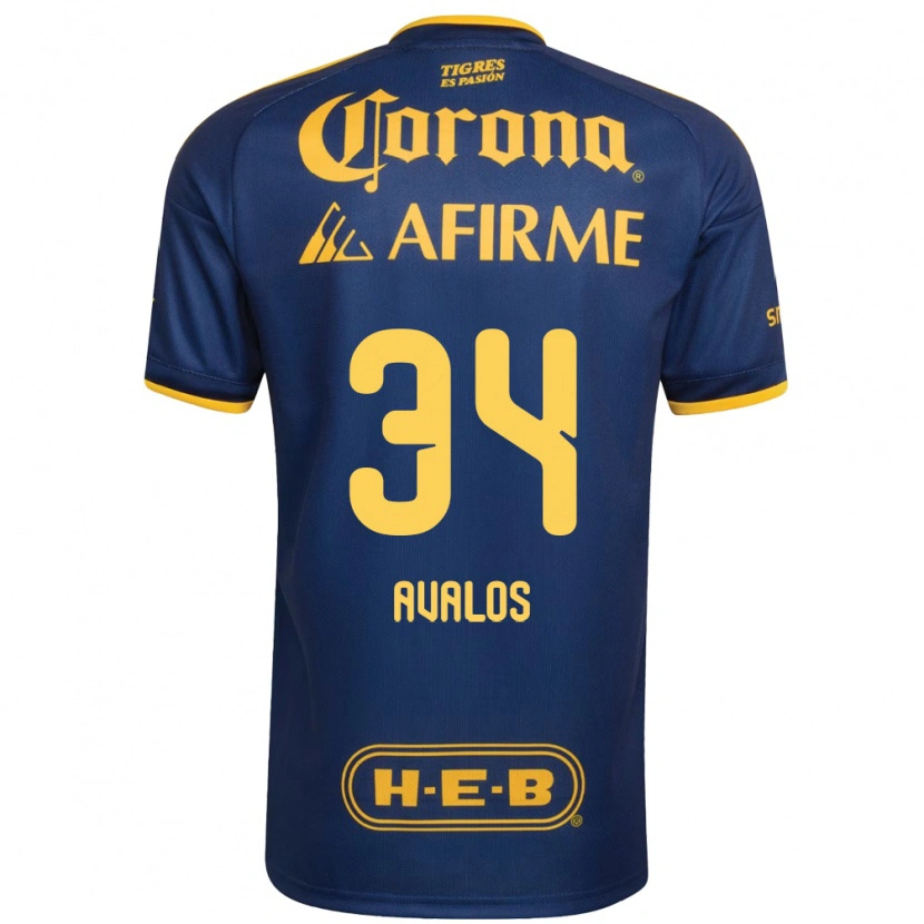Danxen Mujer Camiseta Erick Avalos #34 Azul Real Amarillo 2ª Equipación 2026/27 La Camisa México