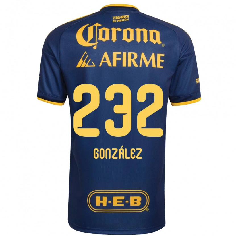 Danxen Mujer Camiseta César González #232 Azul Real Amarillo 2ª Equipación 2026/27 La Camisa México