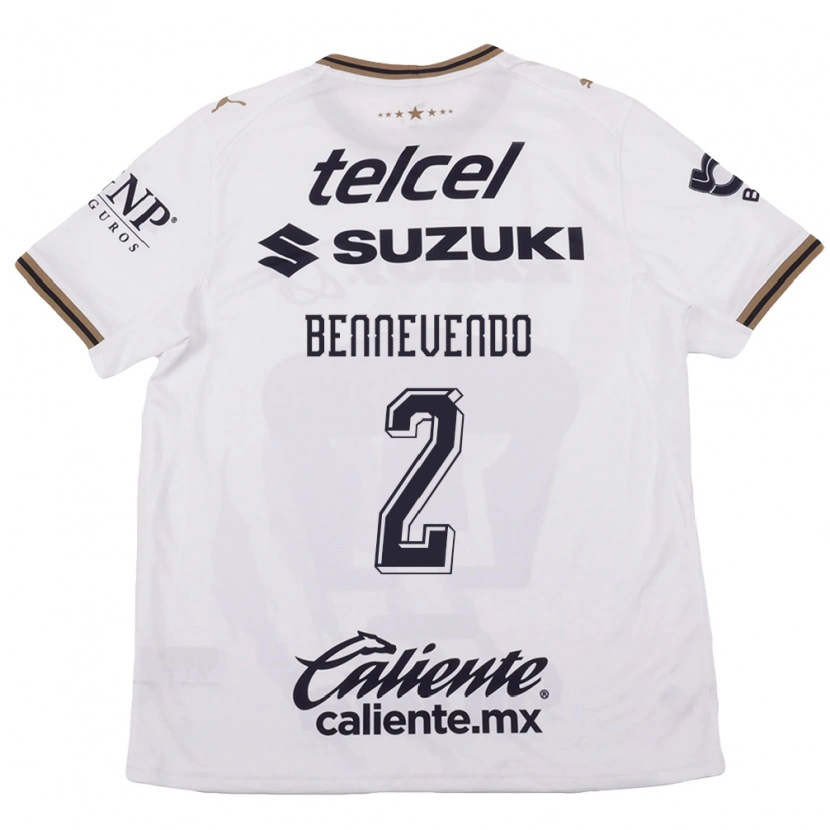 Danxen Mujer Camiseta Pablo Bennevendo #2 Blanco Negro Marrón 2ª Equipación 2026/27 La Camisa México