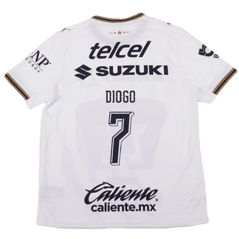 Danxen Mujer Camiseta Diogo #7 Blanco Negro Marrón 2ª Equipación 2026/27 La Camisa México