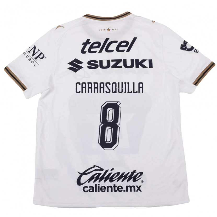 Danxen Mujer Camiseta Adalberto Carrasquilla #8 Blanco Negro Marrón 2ª Equipación 2026/27 La Camisa México