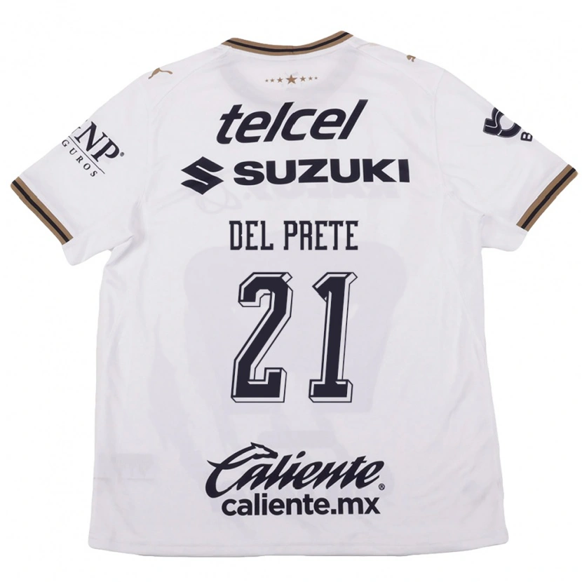 Danxen Mujer Camiseta Gustavo Del Prete #21 Blanco Negro Marrón 2ª Equipación 2026/27 La Camisa México