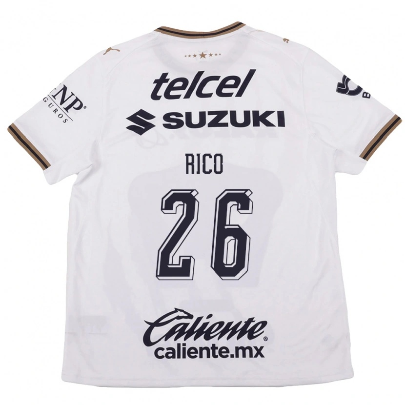 Danxen Mujer Camiseta Ángel Rico #26 Blanco Negro Marrón 2ª Equipación 2026/27 La Camisa México