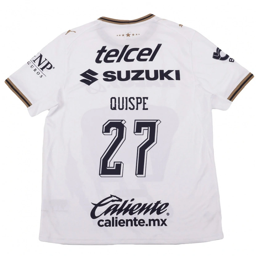 Danxen Mujer Camiseta Piero Quispe #27 Blanco Negro Marrón 2ª Equipación 2026/27 La Camisa México